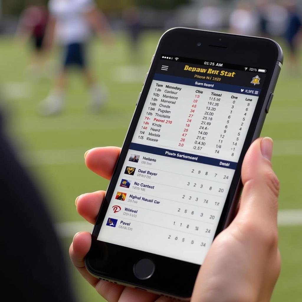 Accessing DePauw Football Live Stats on Mobile