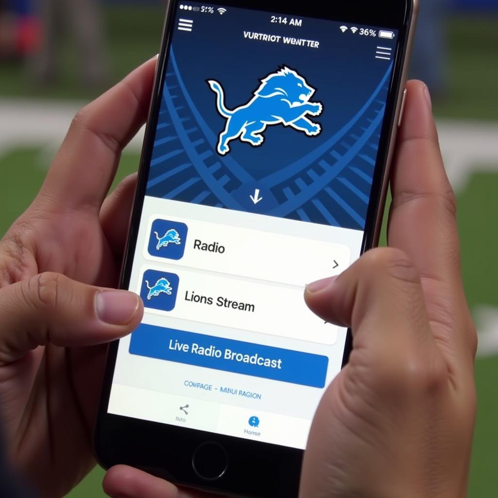 Detroit Lions Radio App on Smartphone