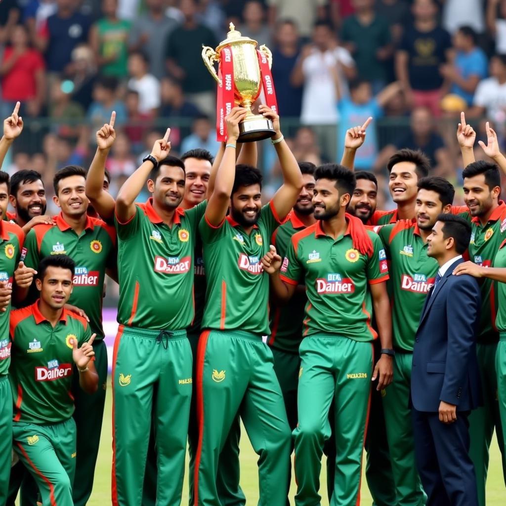 Dhaka Abahani Limited Celebrating their 2016 Bangladesh Premier League Victory