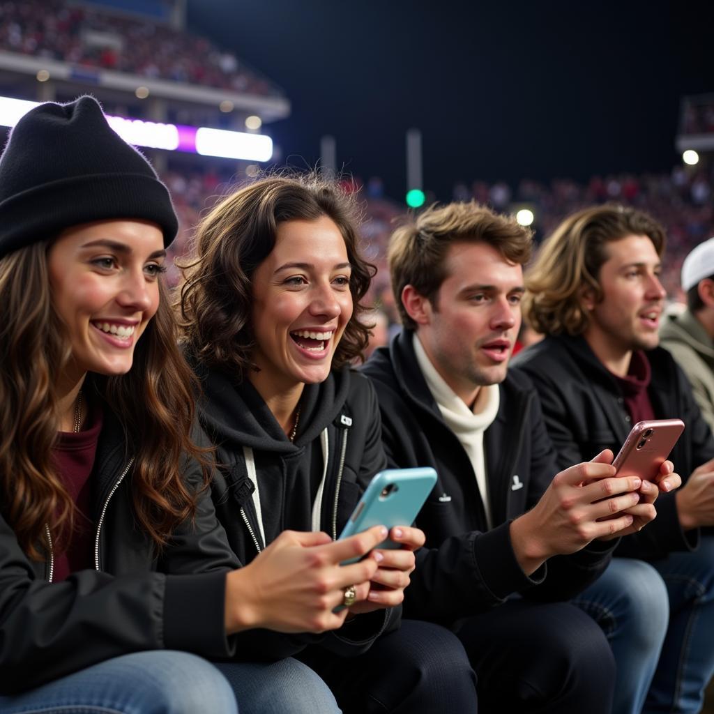 Dowling Football Fans Checking Live Scores