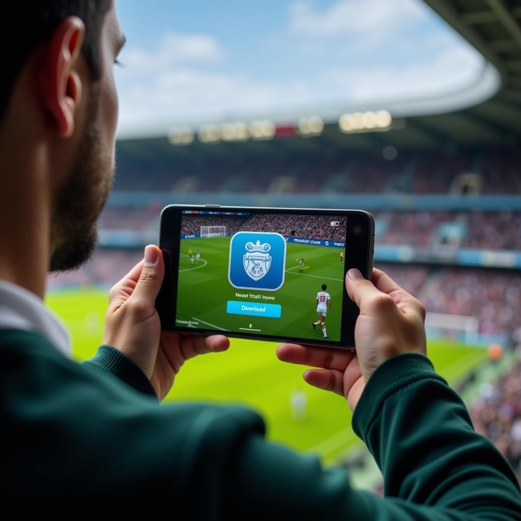 Downloading a Football Live App on a Smartphone