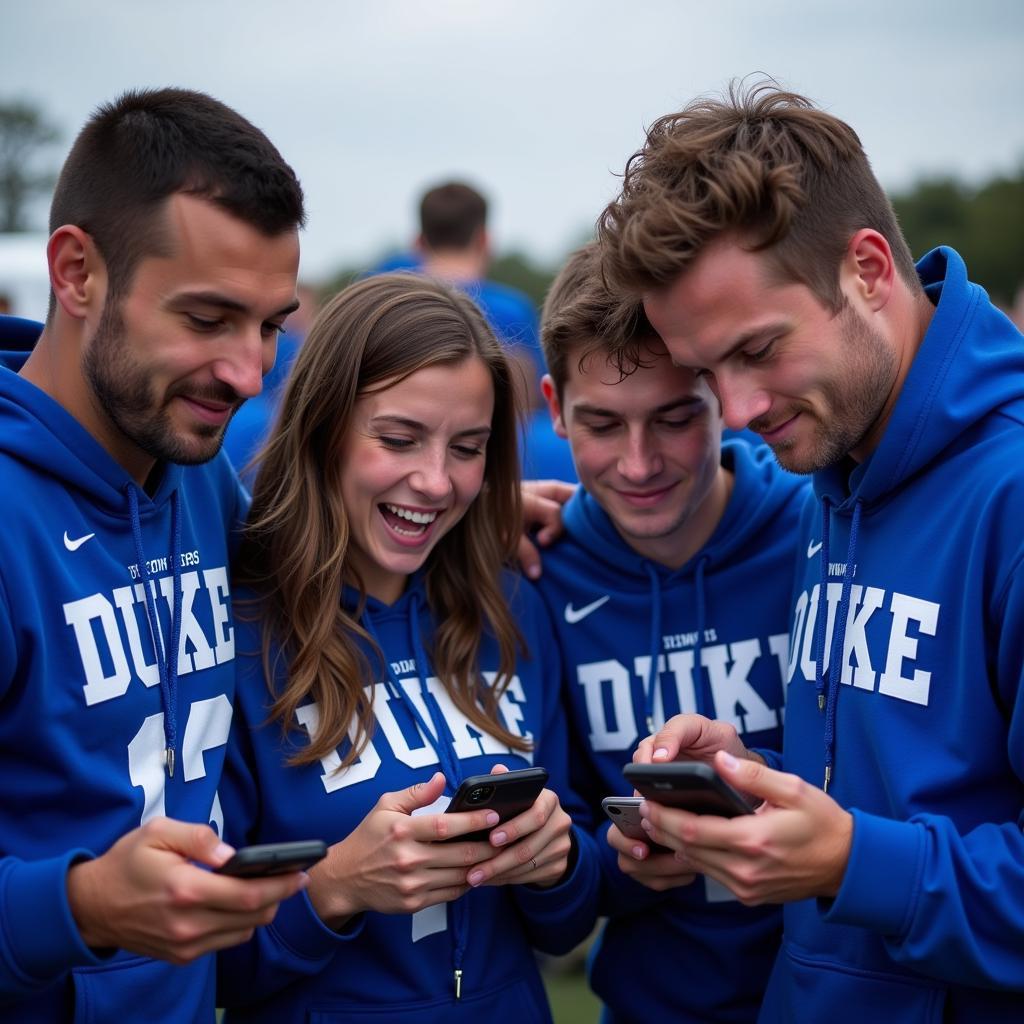 Duke Football Fans Checking Live Score