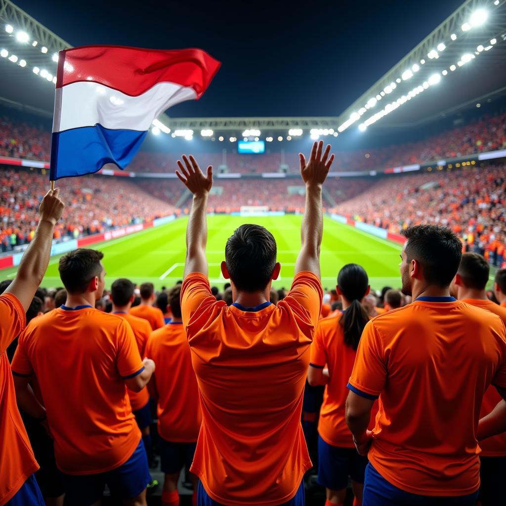 Dutch Football Fans Celebrating at Eredivisie Match