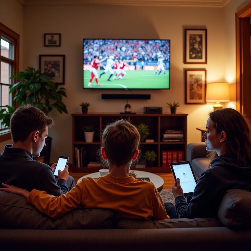 Easton Football Fans Watching Live Stream