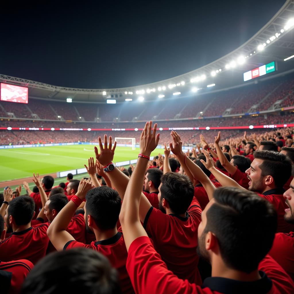 Egypt Football Fans Cheering During Live Game