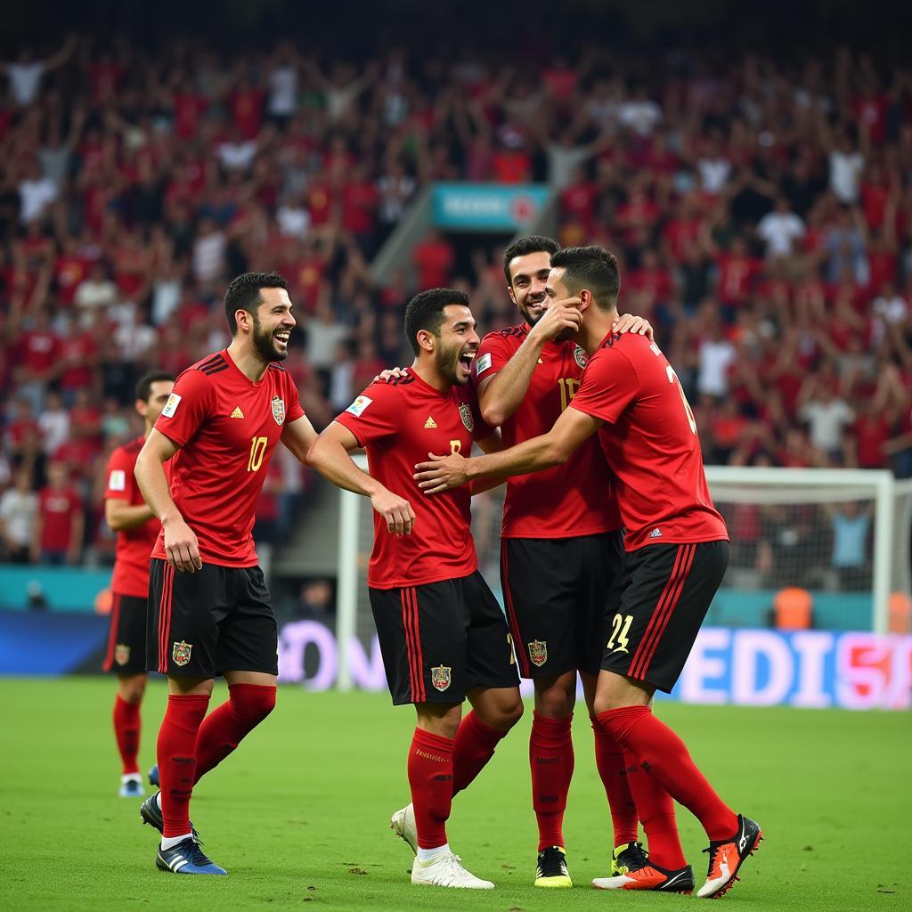 Egyptian Football Team Celebrating a Victory