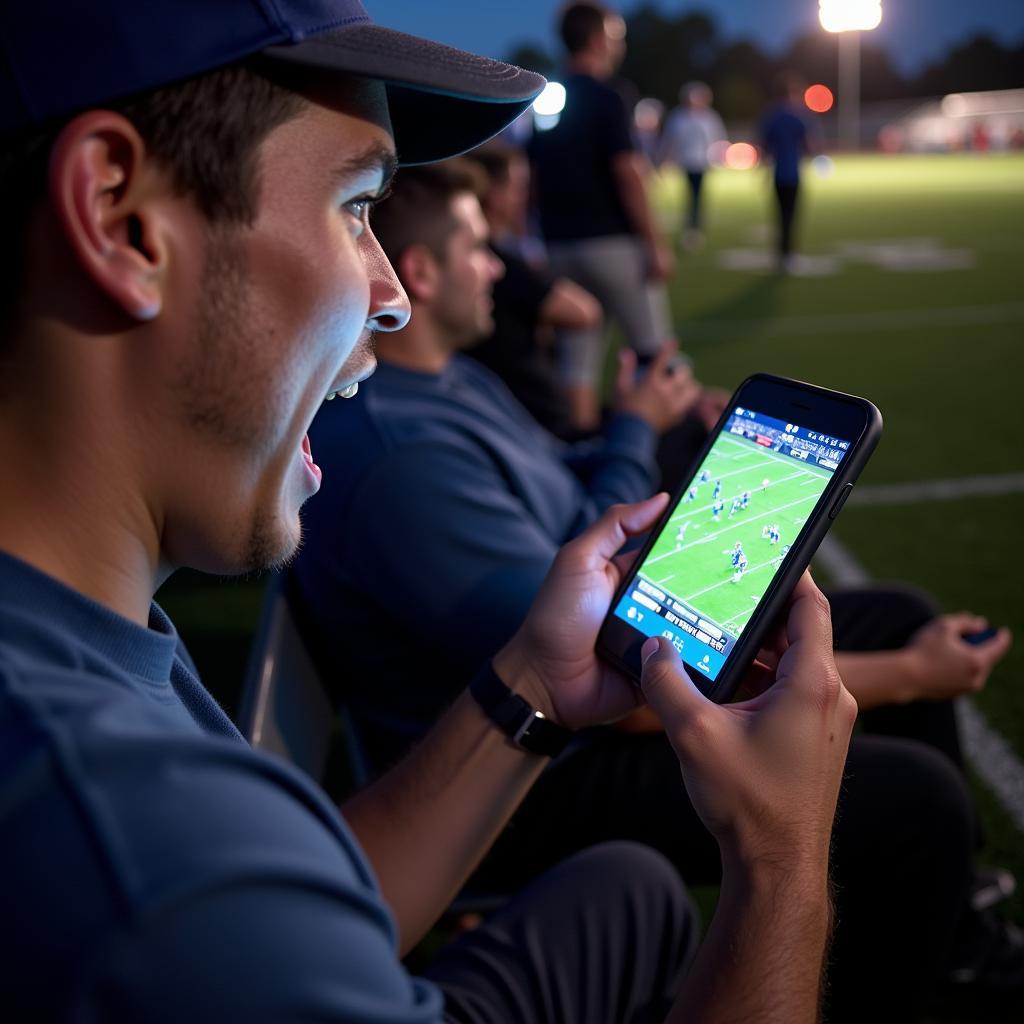 El Reno Football Fan Watching Live Stream