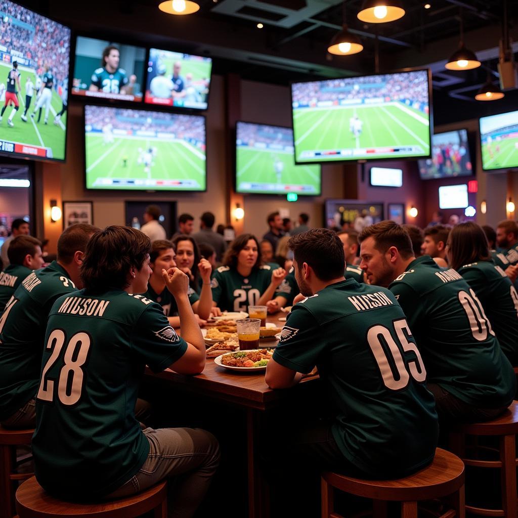 Enjoying the Eagles Game at a Sports Bar