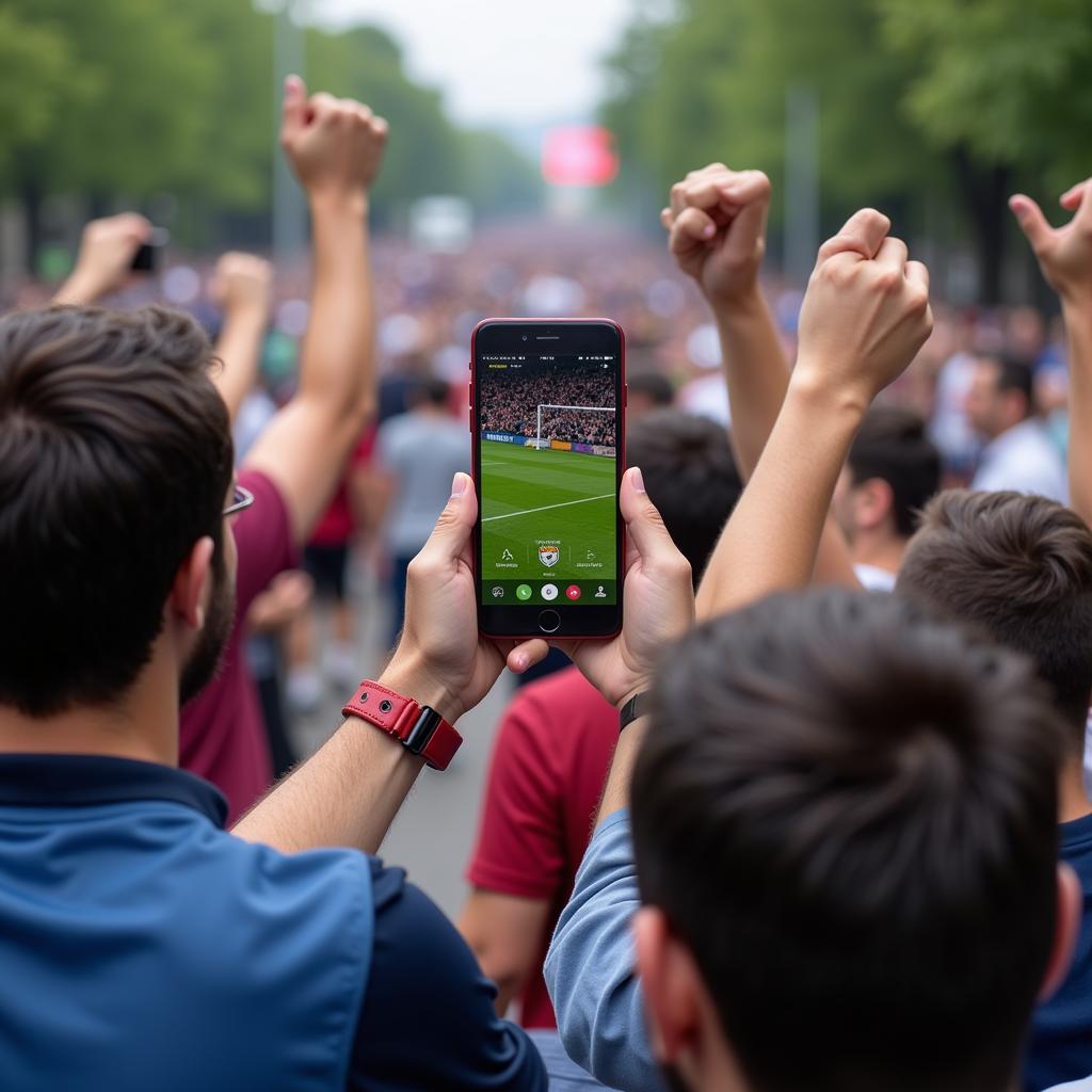 EPL fans celebrating a goal after checking live score