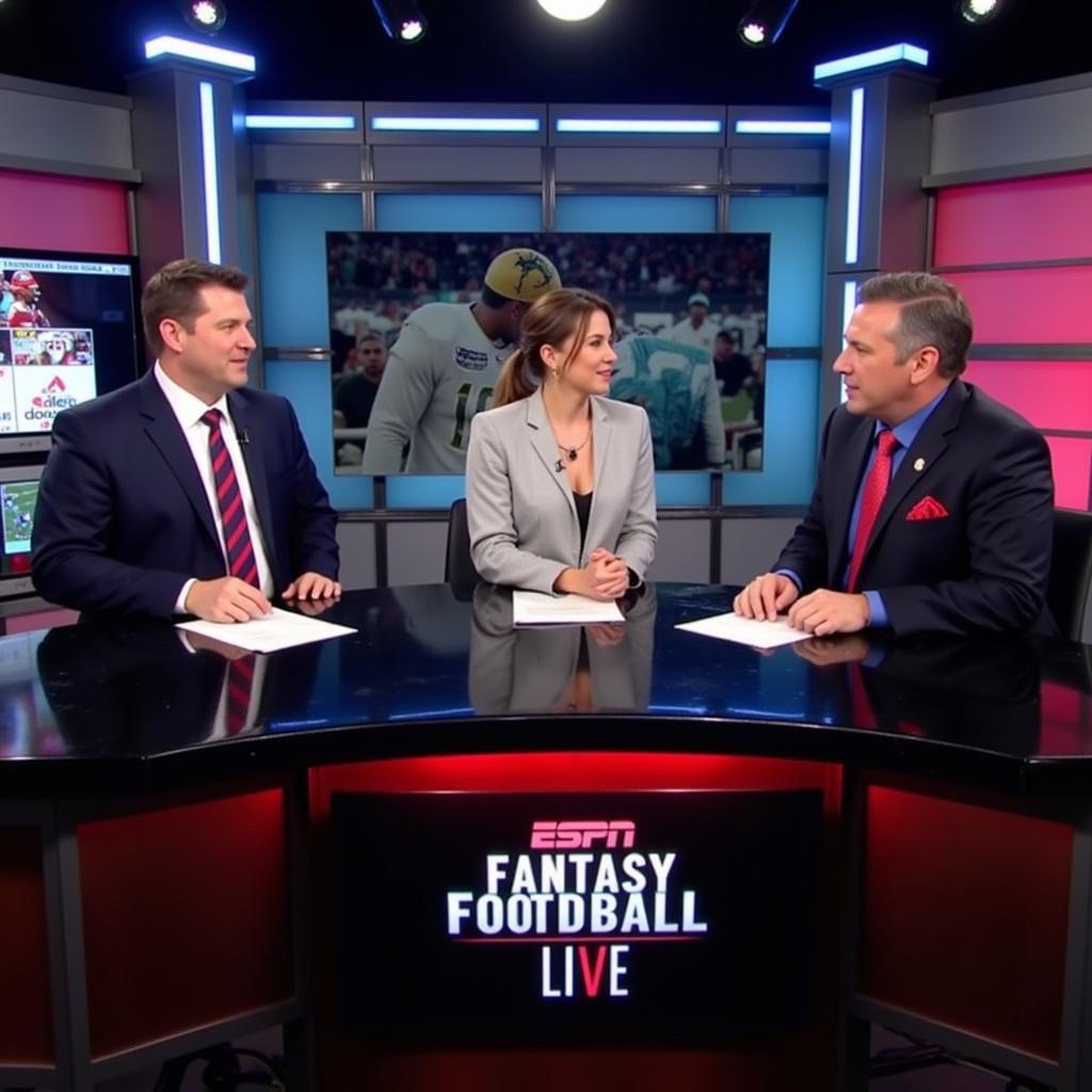 ESPN Fantasy Focus Football Live show hosts discussing fantasy football strategies