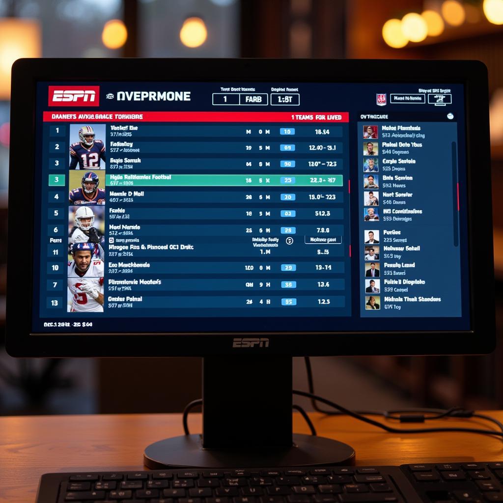 ESPN Fantasy Football Live Draft Interface