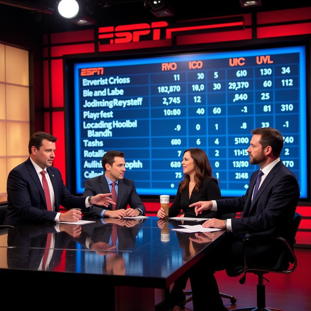 Experts Analyzing Fantasy Football Stats on ESPN Live Show