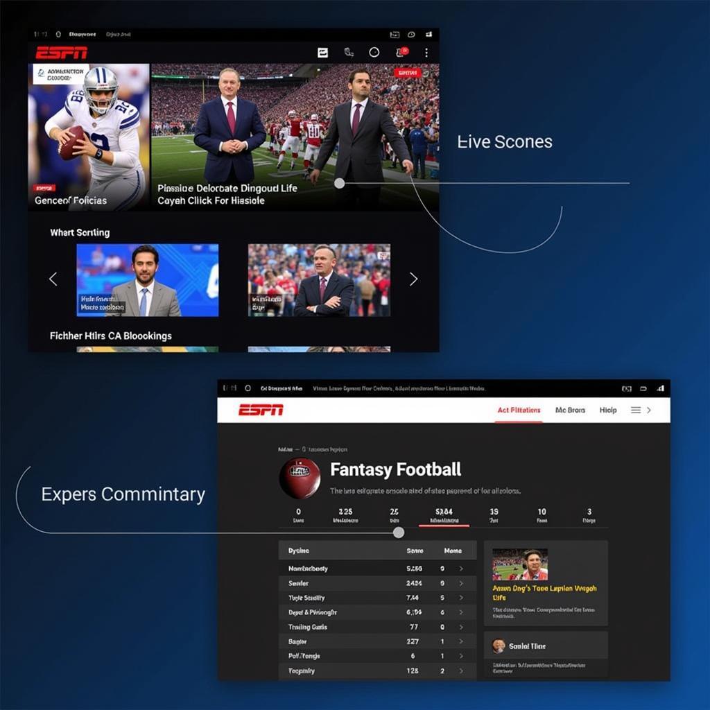 ESPN Fantasy Football Live Stream Interface