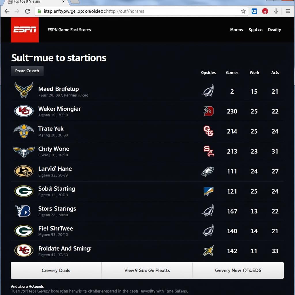 ESPN Website Showing Live American Football Scores