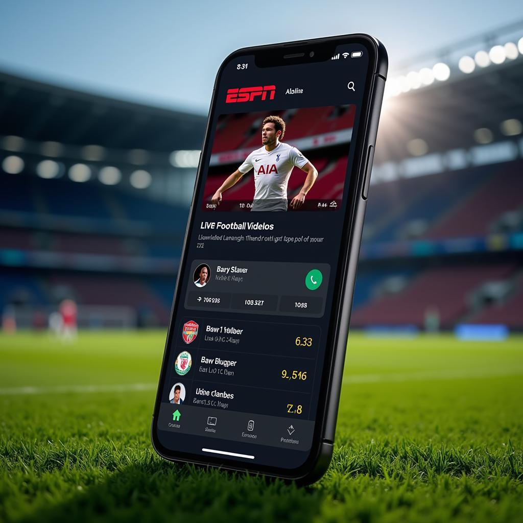 ESPN Live Football Vidiprinter on Mobile App