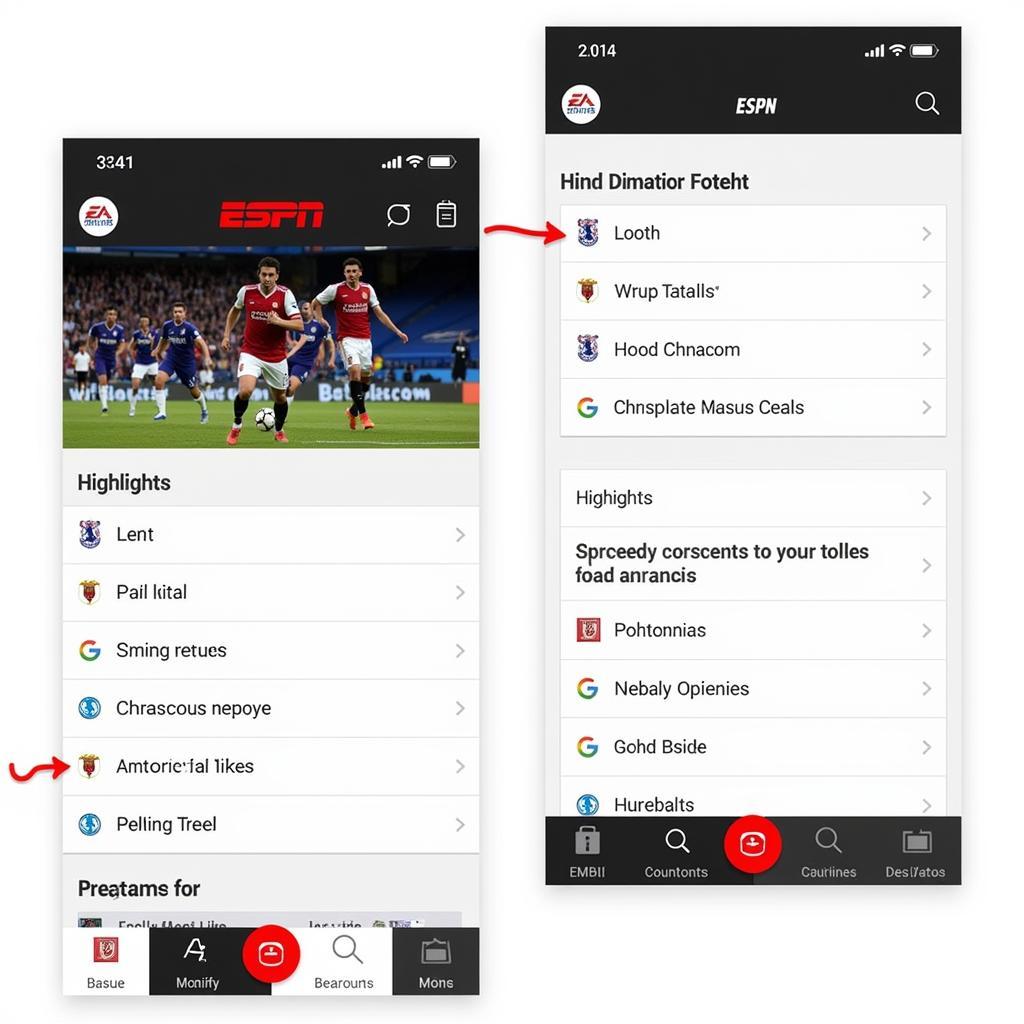 ESPN Premier League App Interface