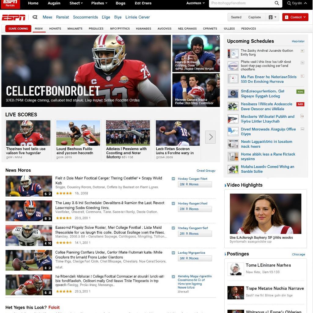 ESPN Website College Football Section