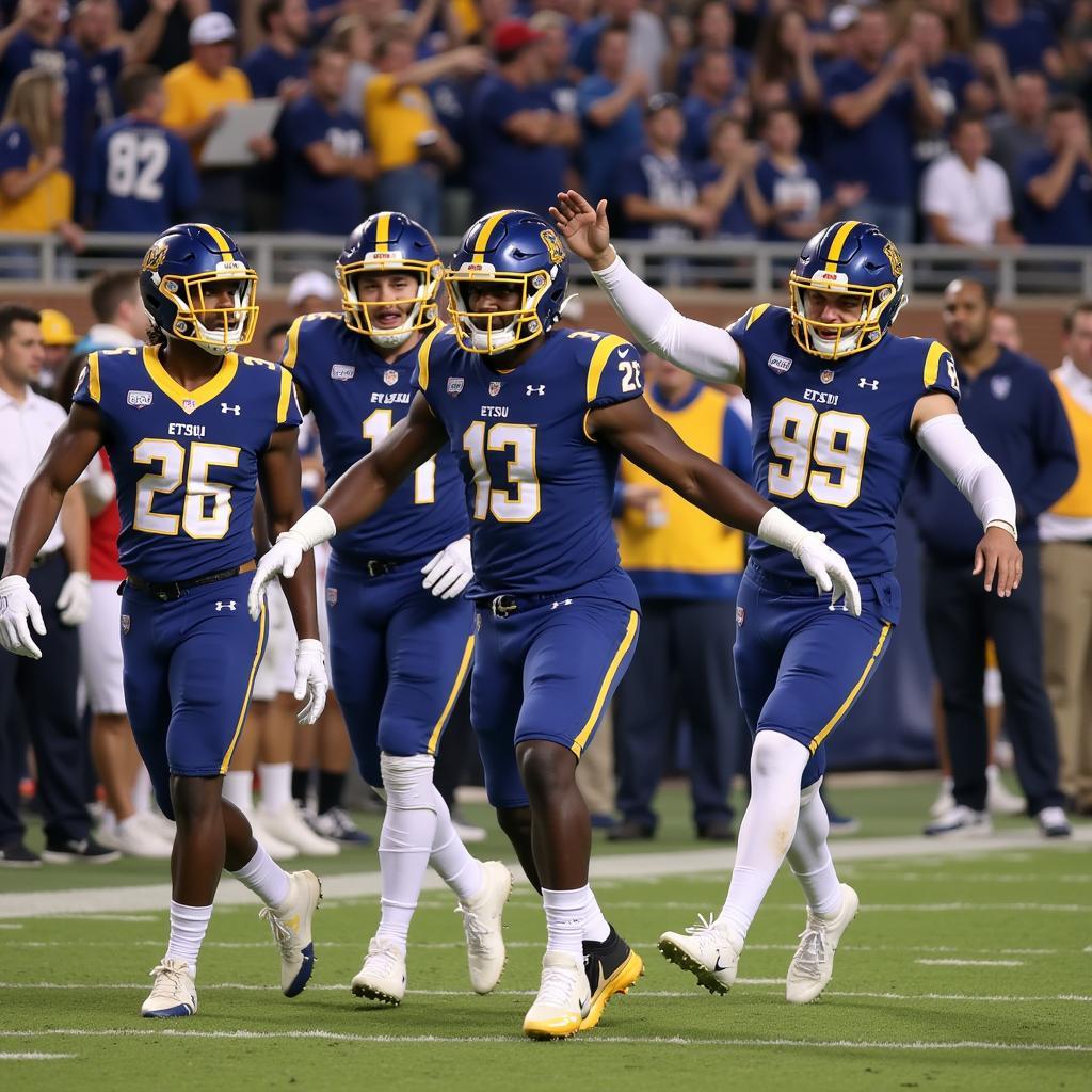 ETSU Football Players Celebrating