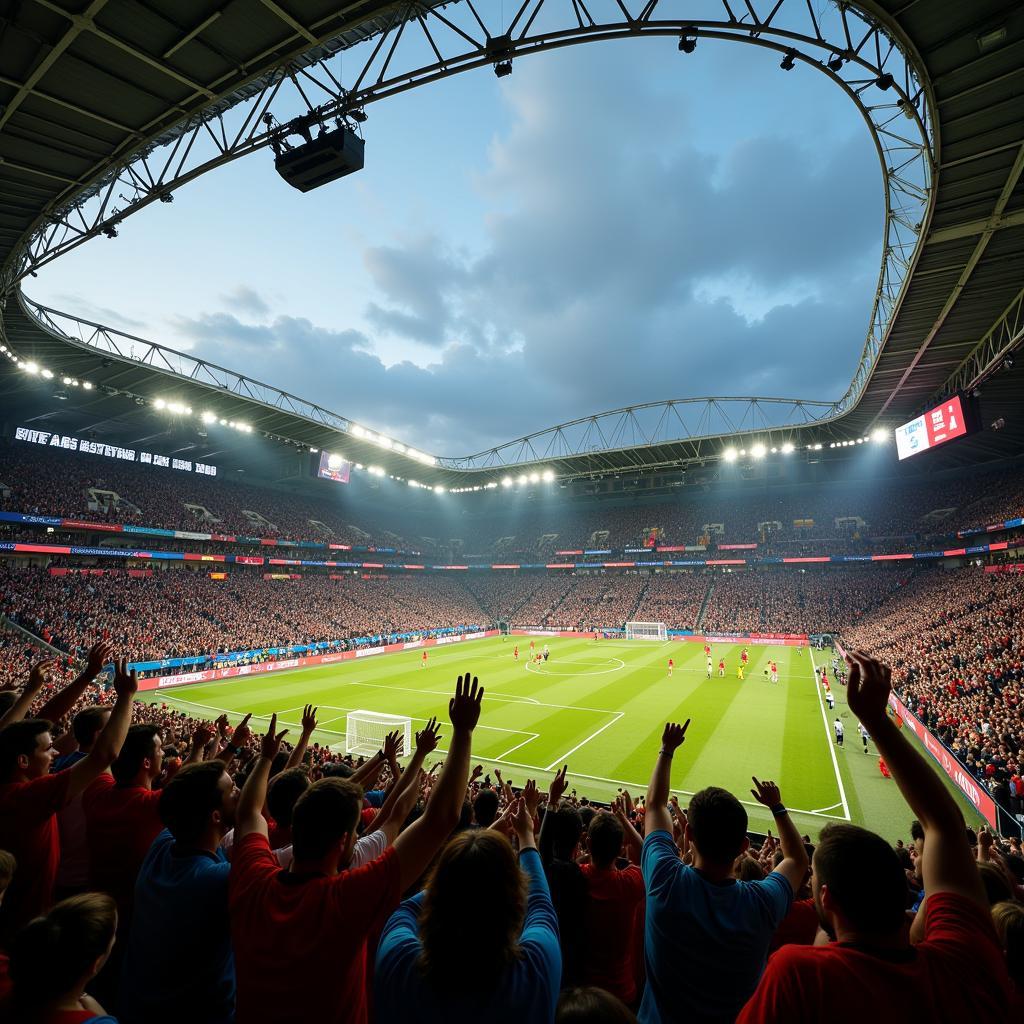 Fans celebrating a goal during a Euro football live match