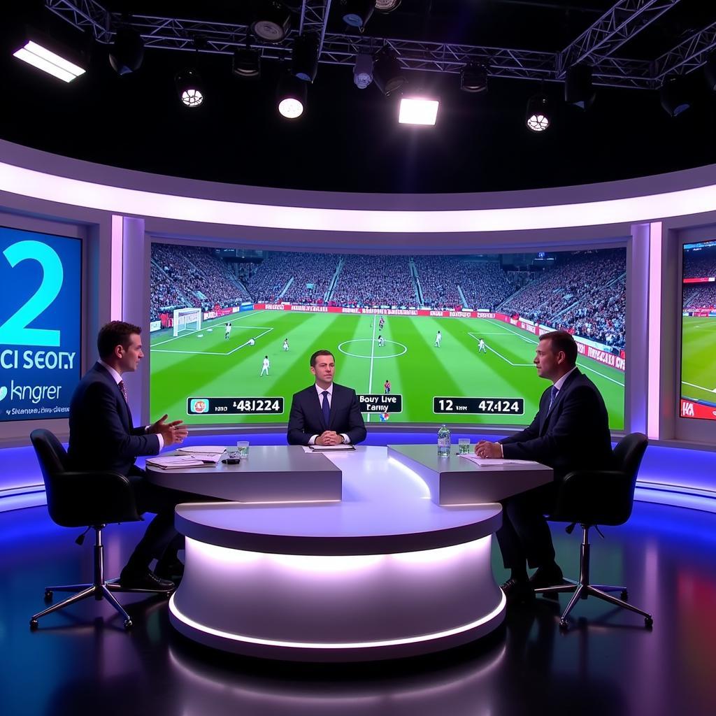 Eurosport 2 live football studio broadcast with commentators and analysts