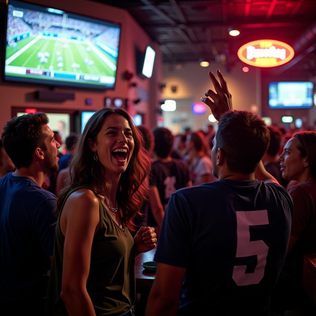 Excited Fans Watching NFL Preseason Game