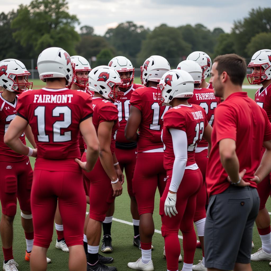 Fairmont Cardinals Football Team Huddle