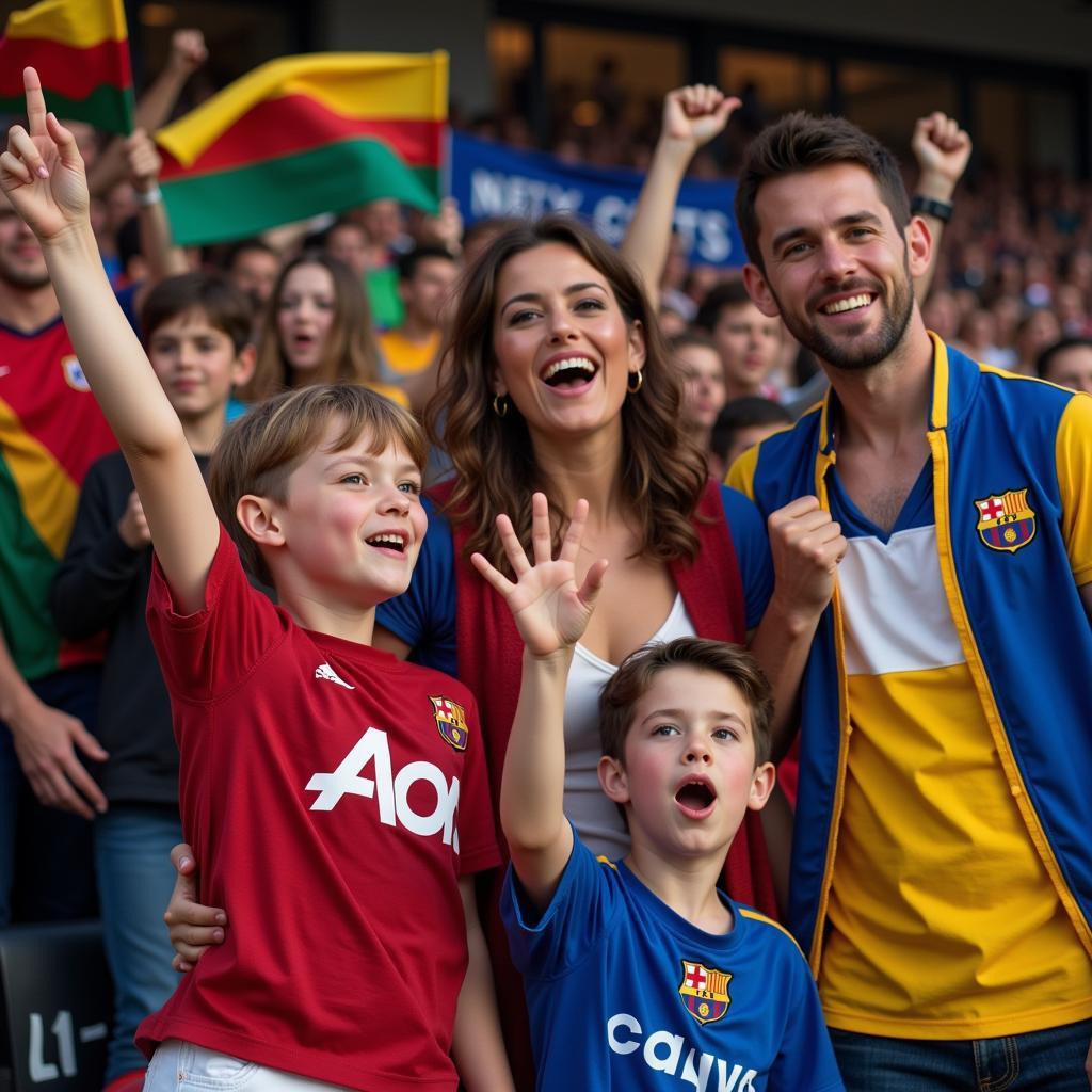 Family Enjoying Football Match