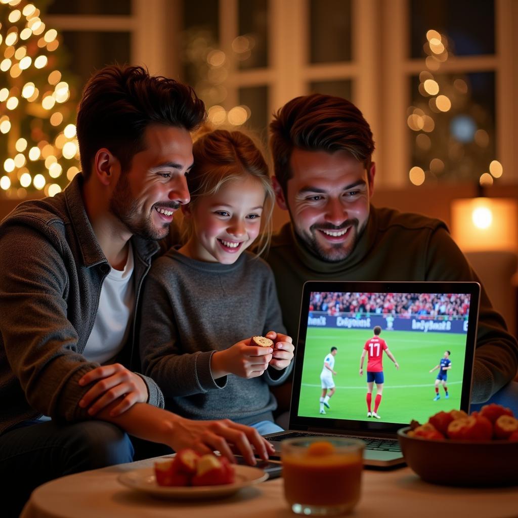 Family Watching Boxing Day Football Live Stream