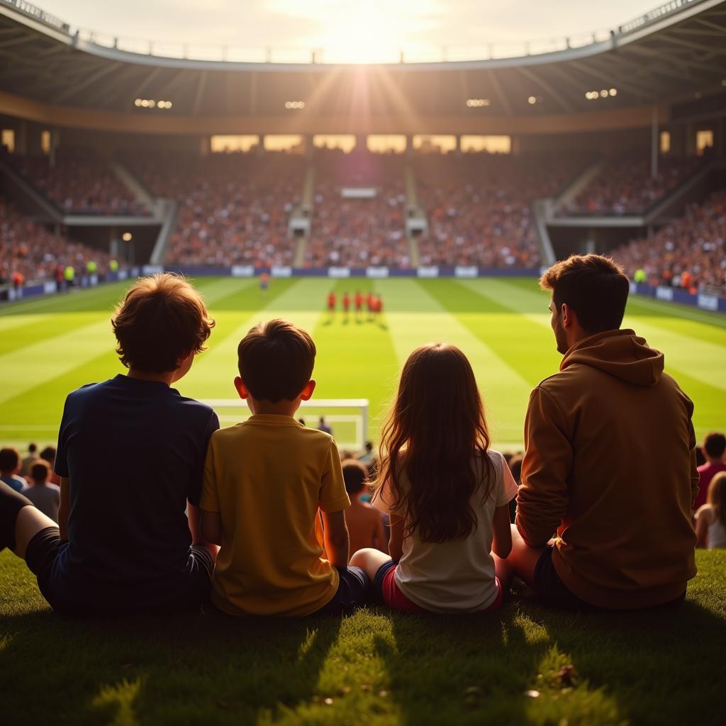 Family Watching Football on ITV