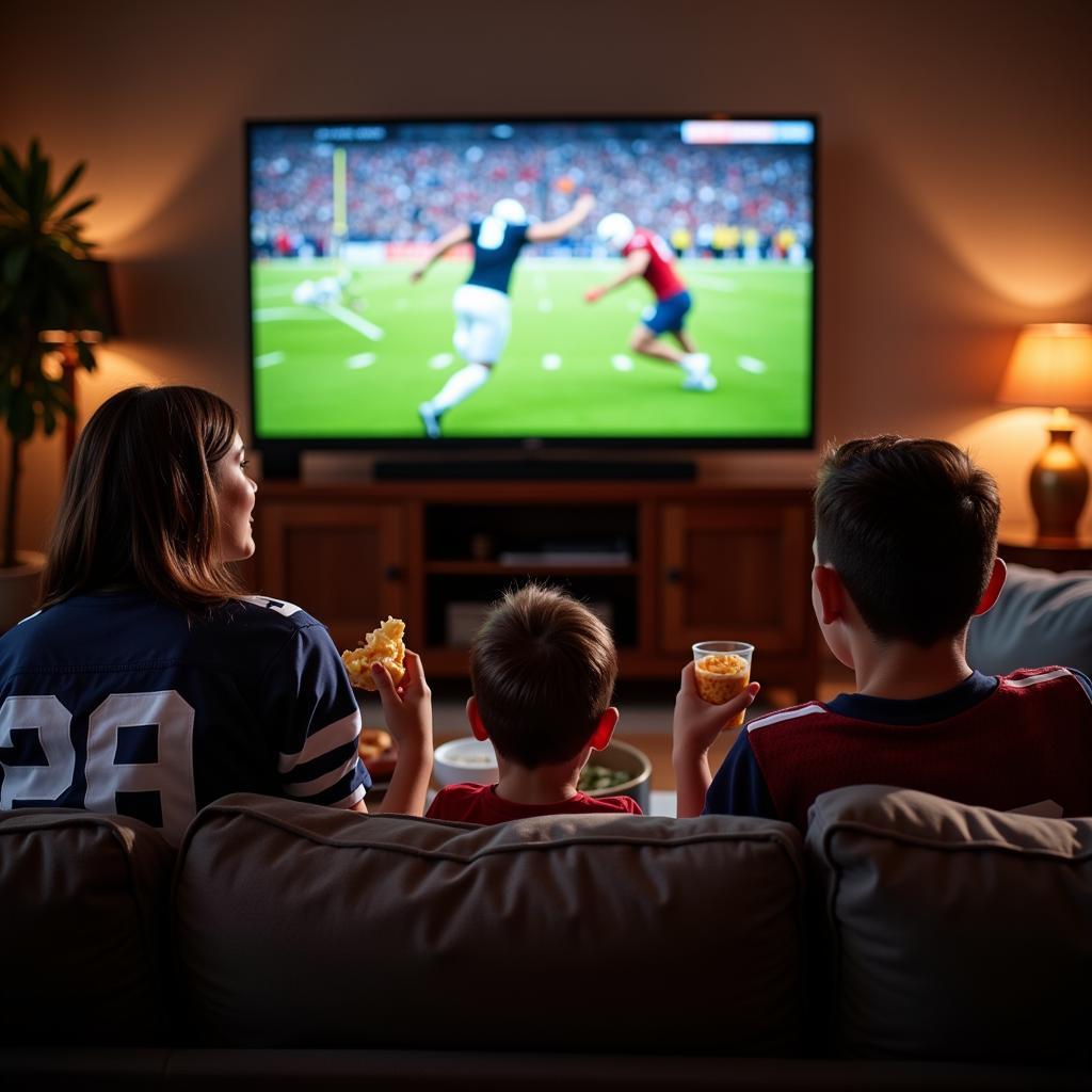 Family Watching Monday Night Football at Home