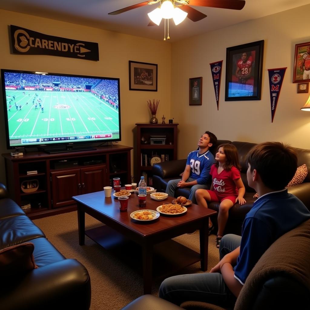 Family Watching NCAA Football Together