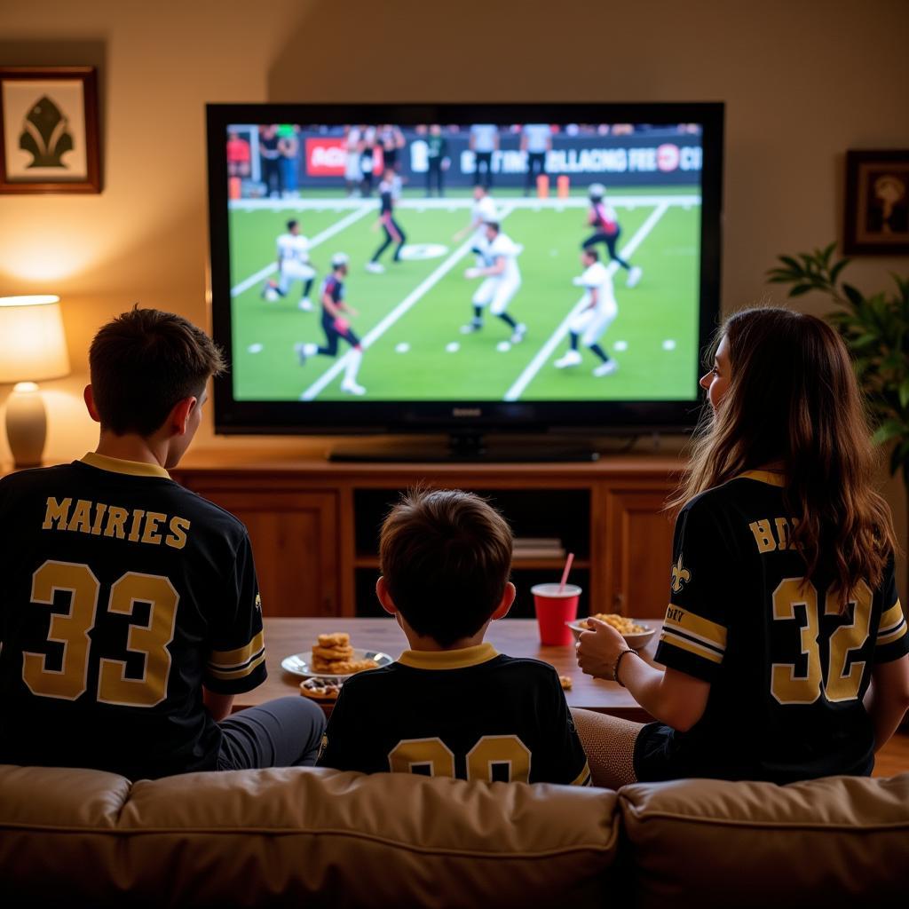 Family Watching Saints Game Live