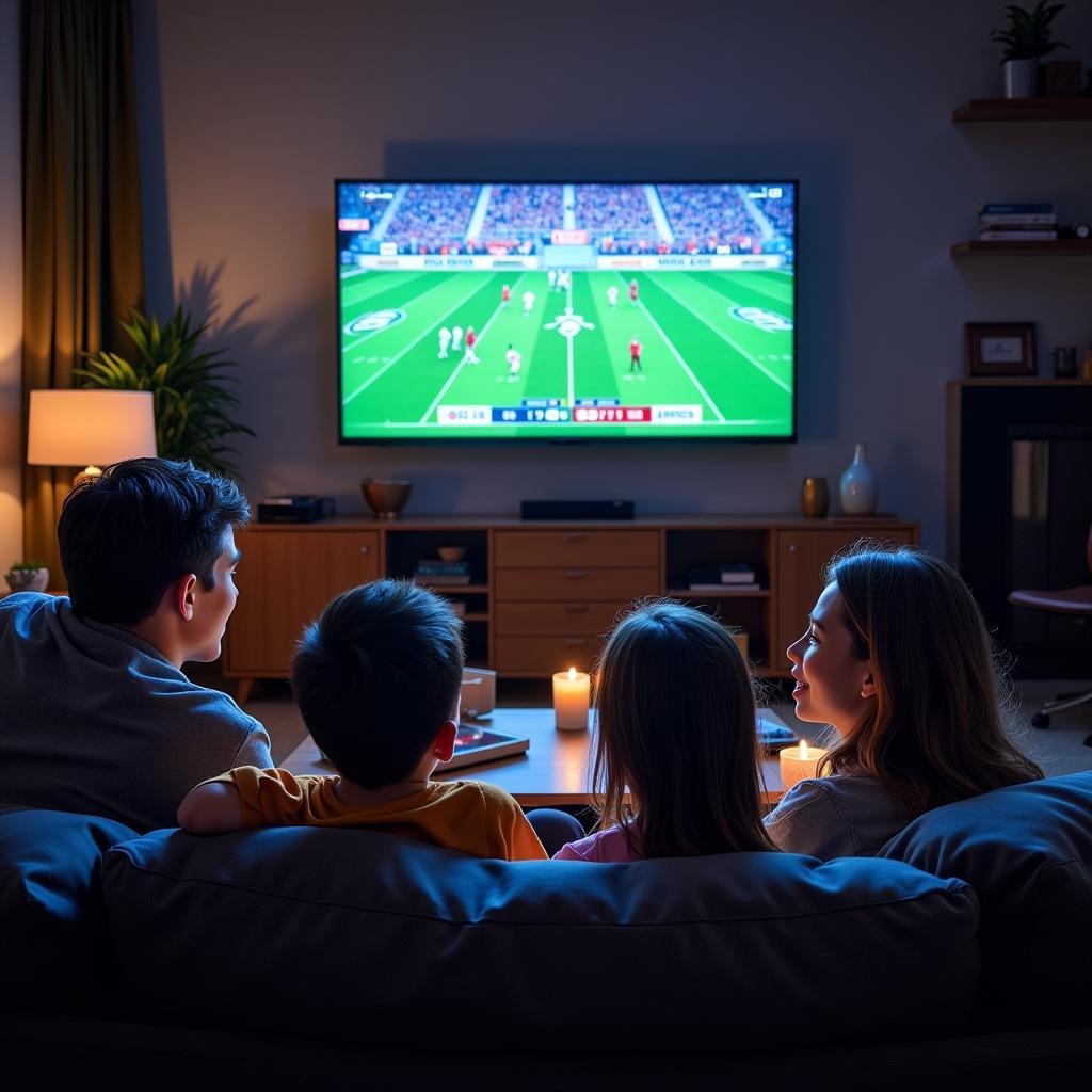 Family Watching Thursday Night Football Live Stream on TV