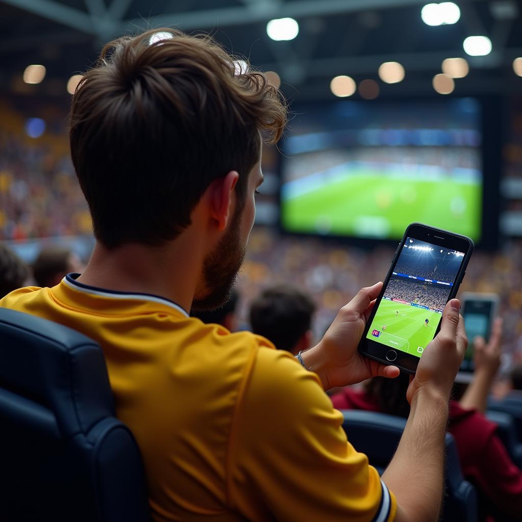 Fan Watching Football on Phone