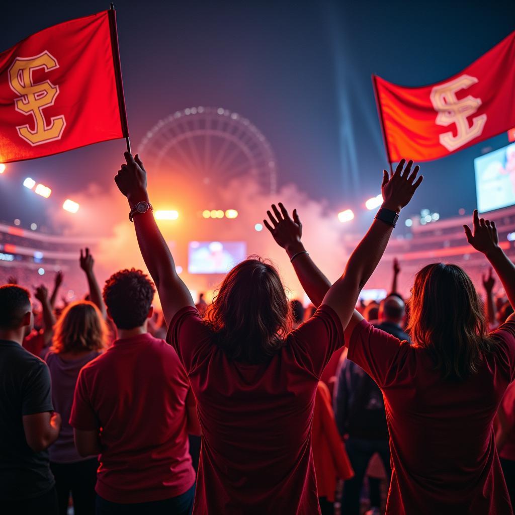 Fans Celebrating College Football Selection