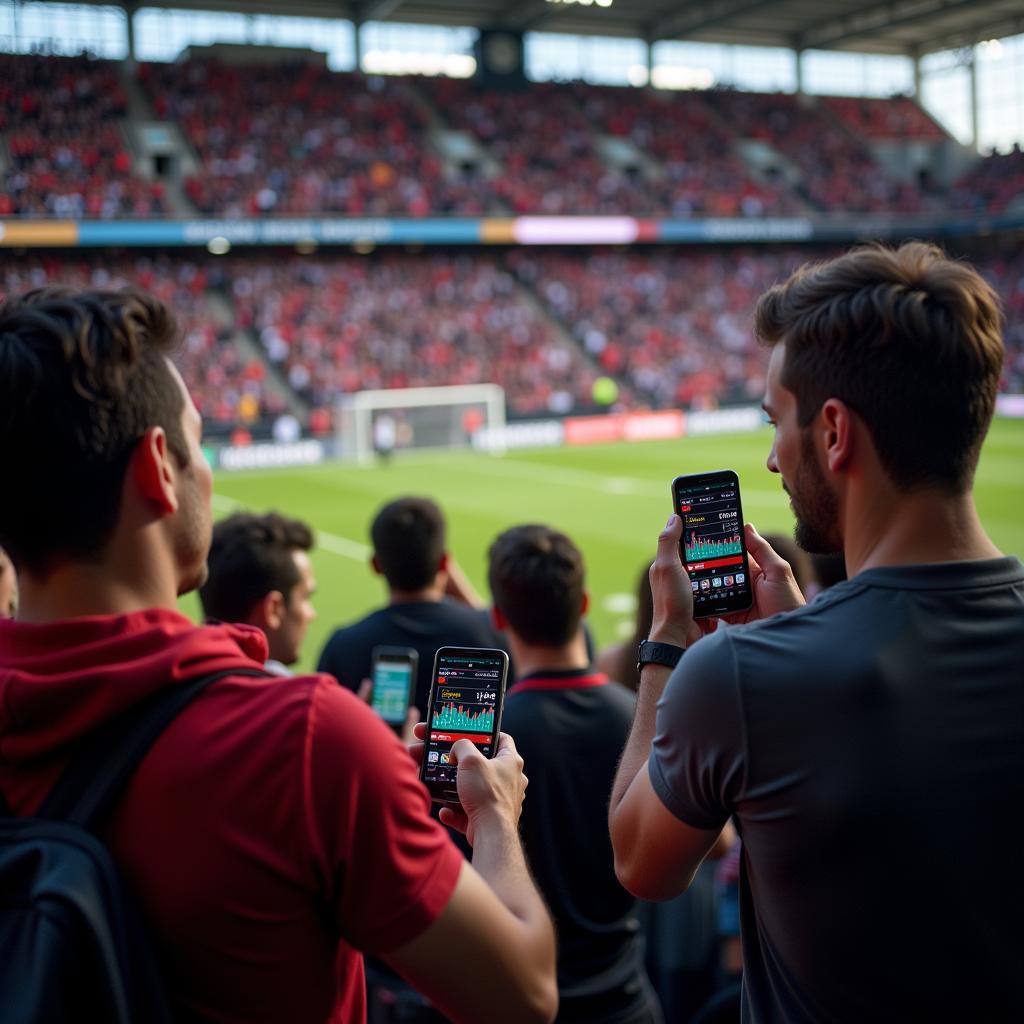 Fans Checking D2 Football Live Stats on their Phones