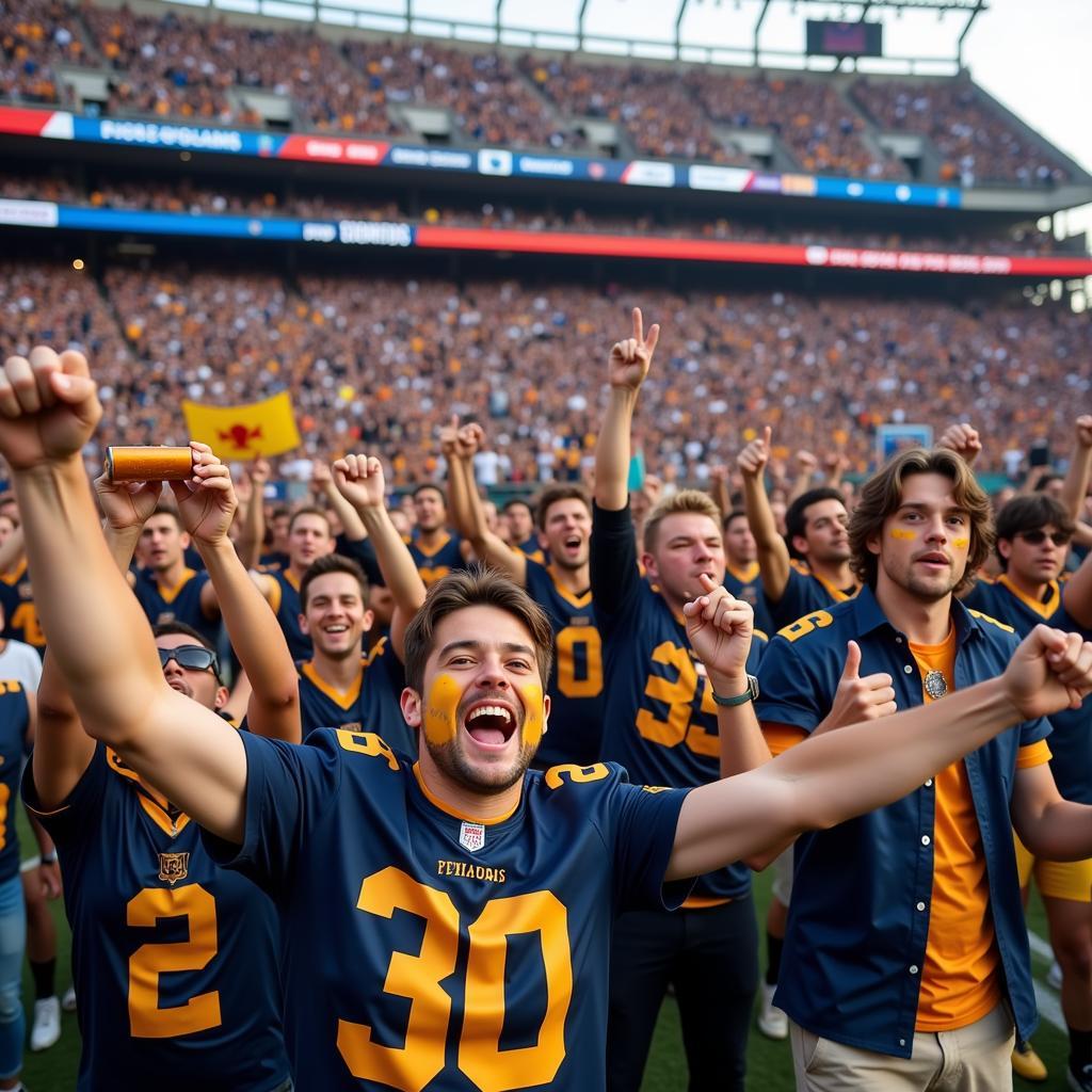 Fans Cheering at a Football Stadium