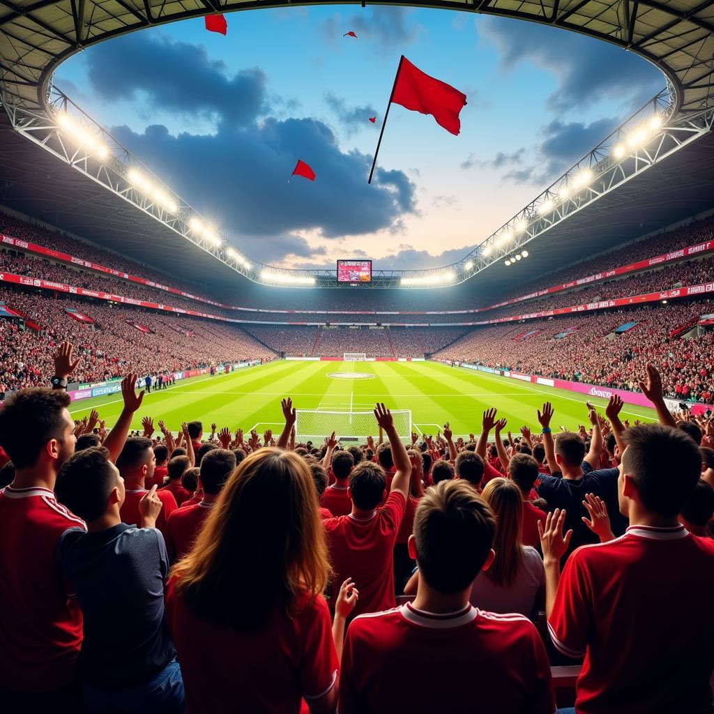 Fans Cheering at a Live Football Match