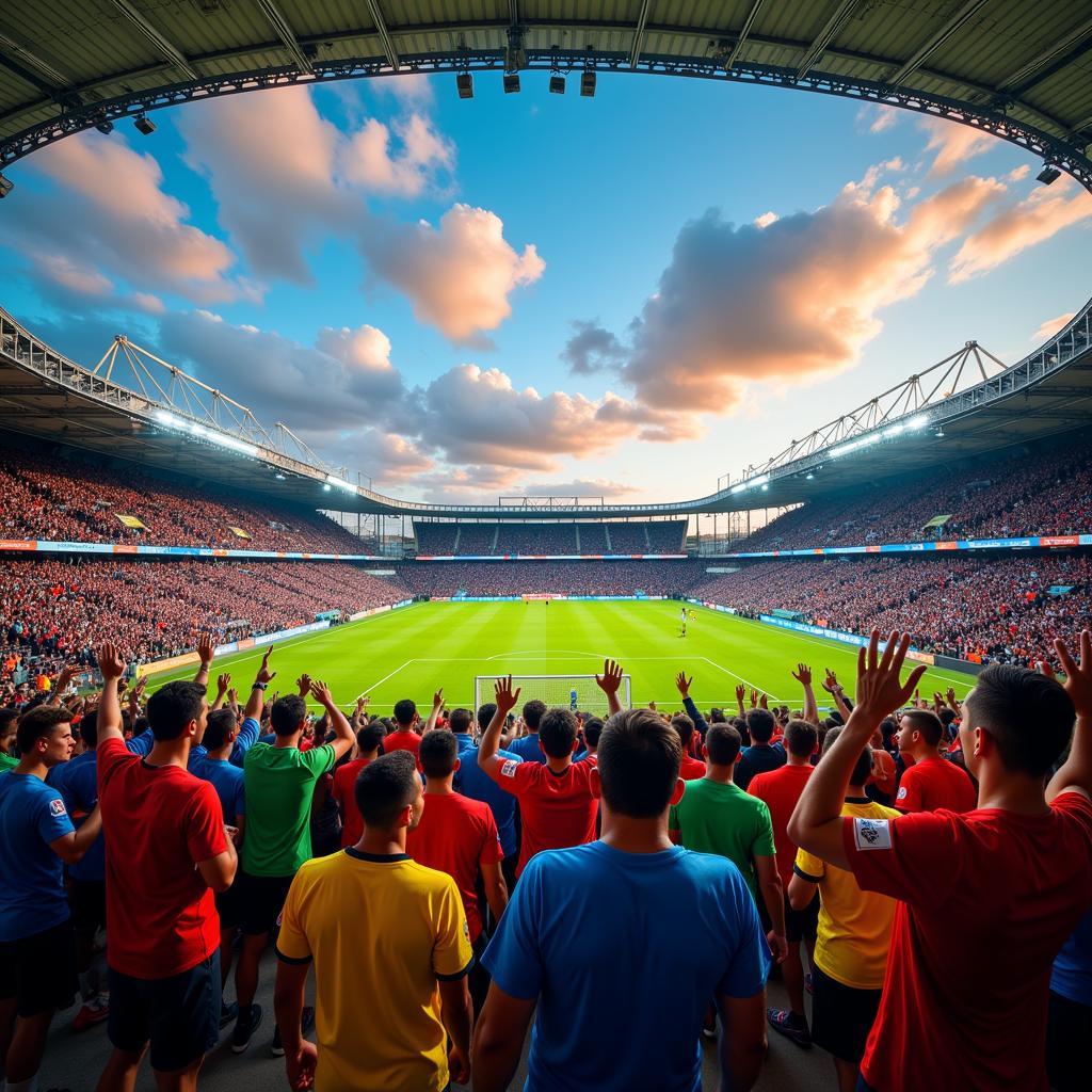 Fans Cheering at a Live Football Match