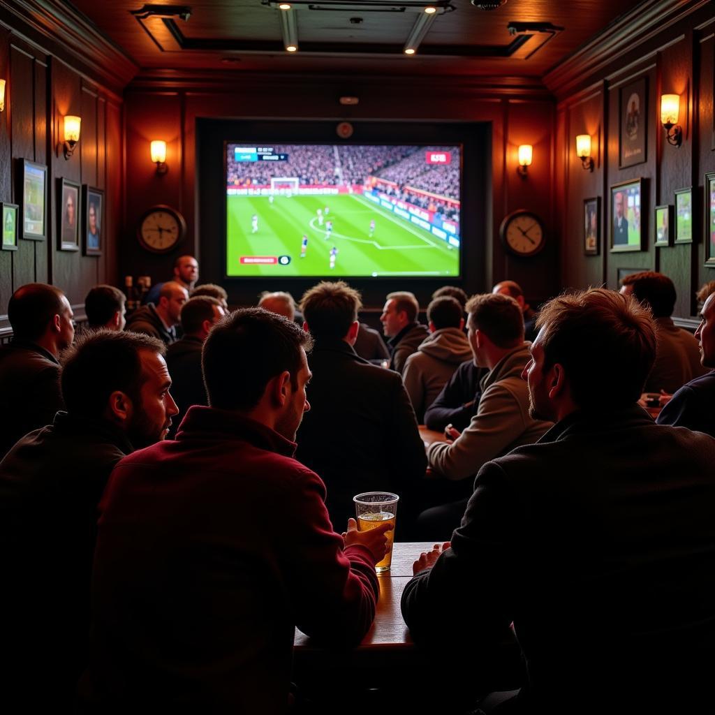 Fans Watching BBC Football Live in a Pub