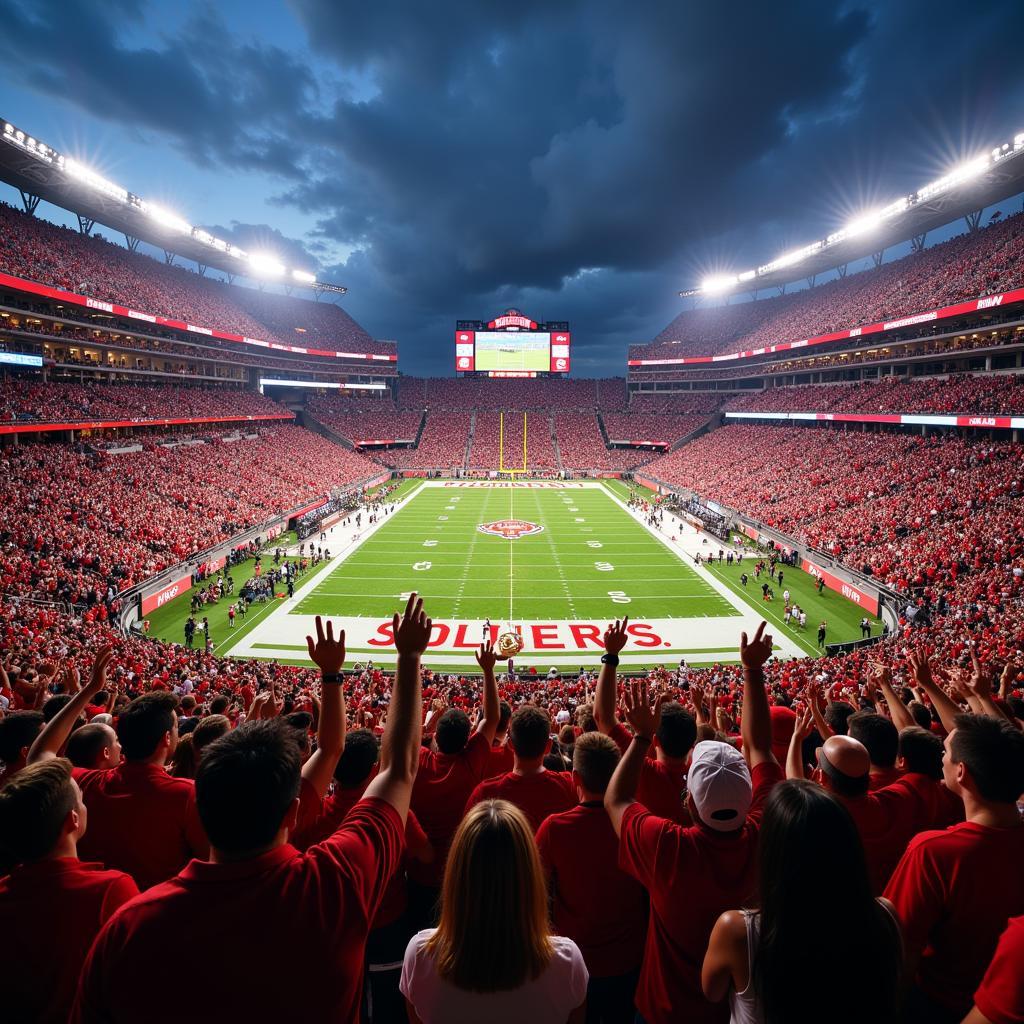 Fans Watching College Football Bowl Game