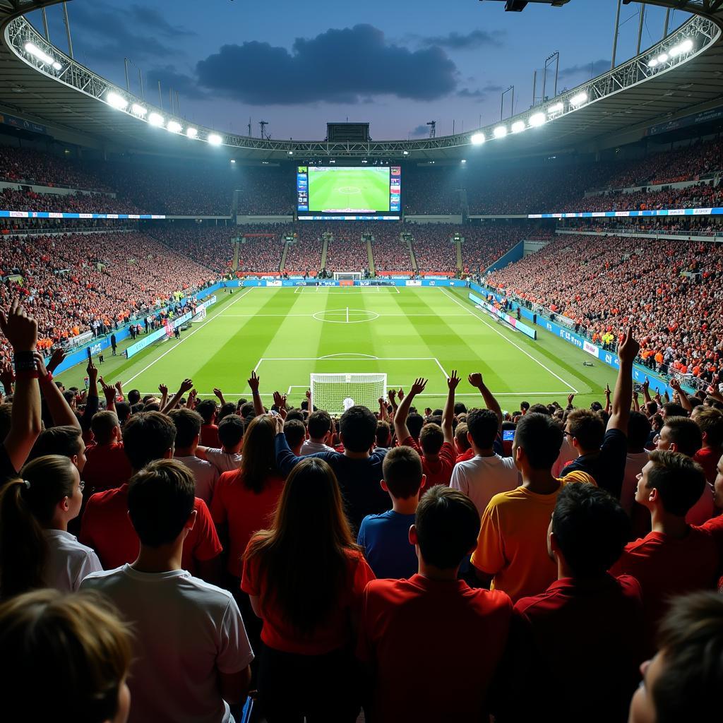 Fans Watching Cup Football Live Match