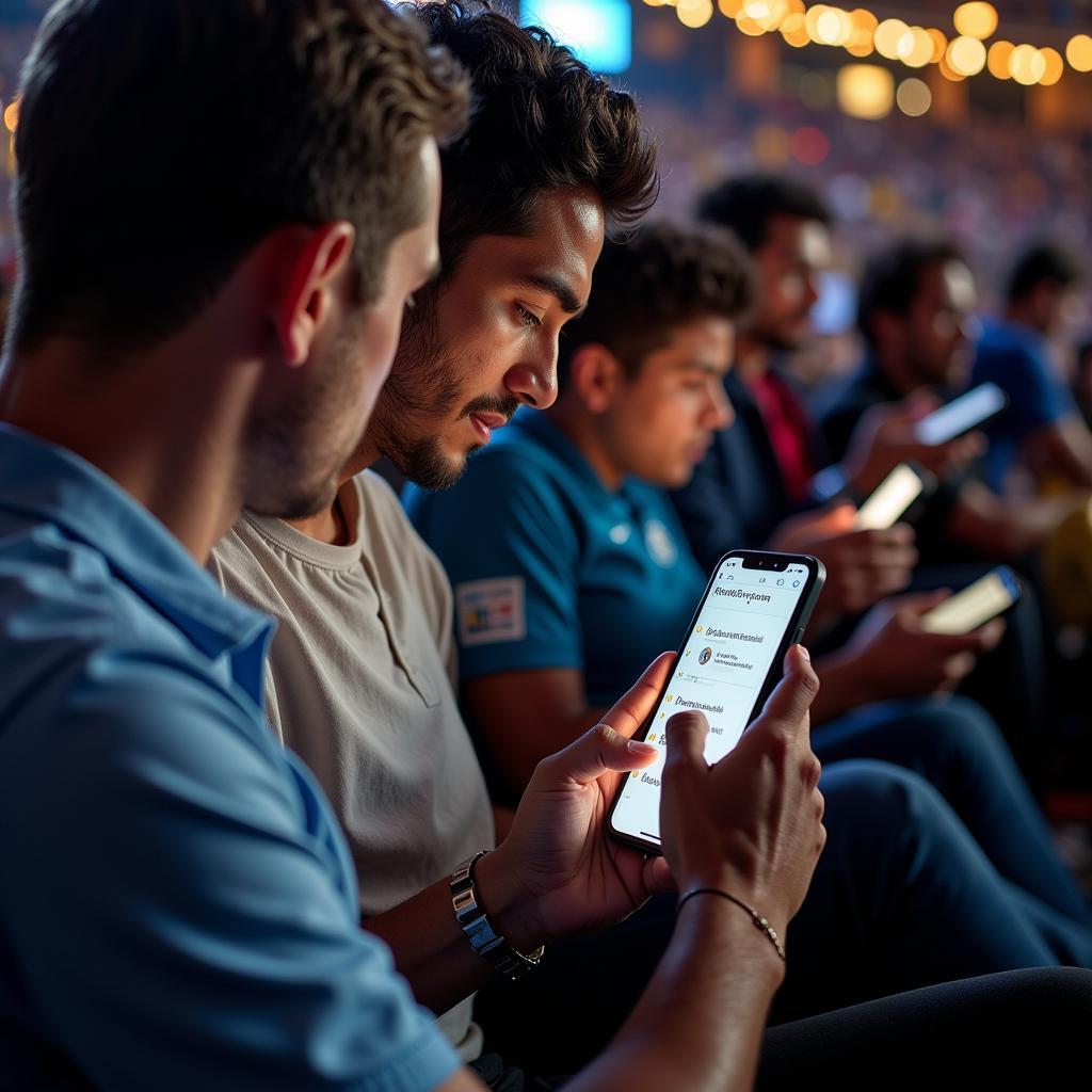 Fans Checking Live Score Argentina vs Brazil 2023 on Mobile Devices