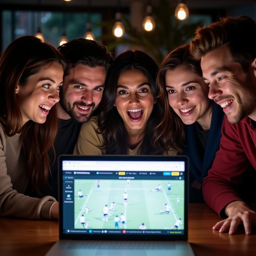 Fans Watching Football Live Scores Together