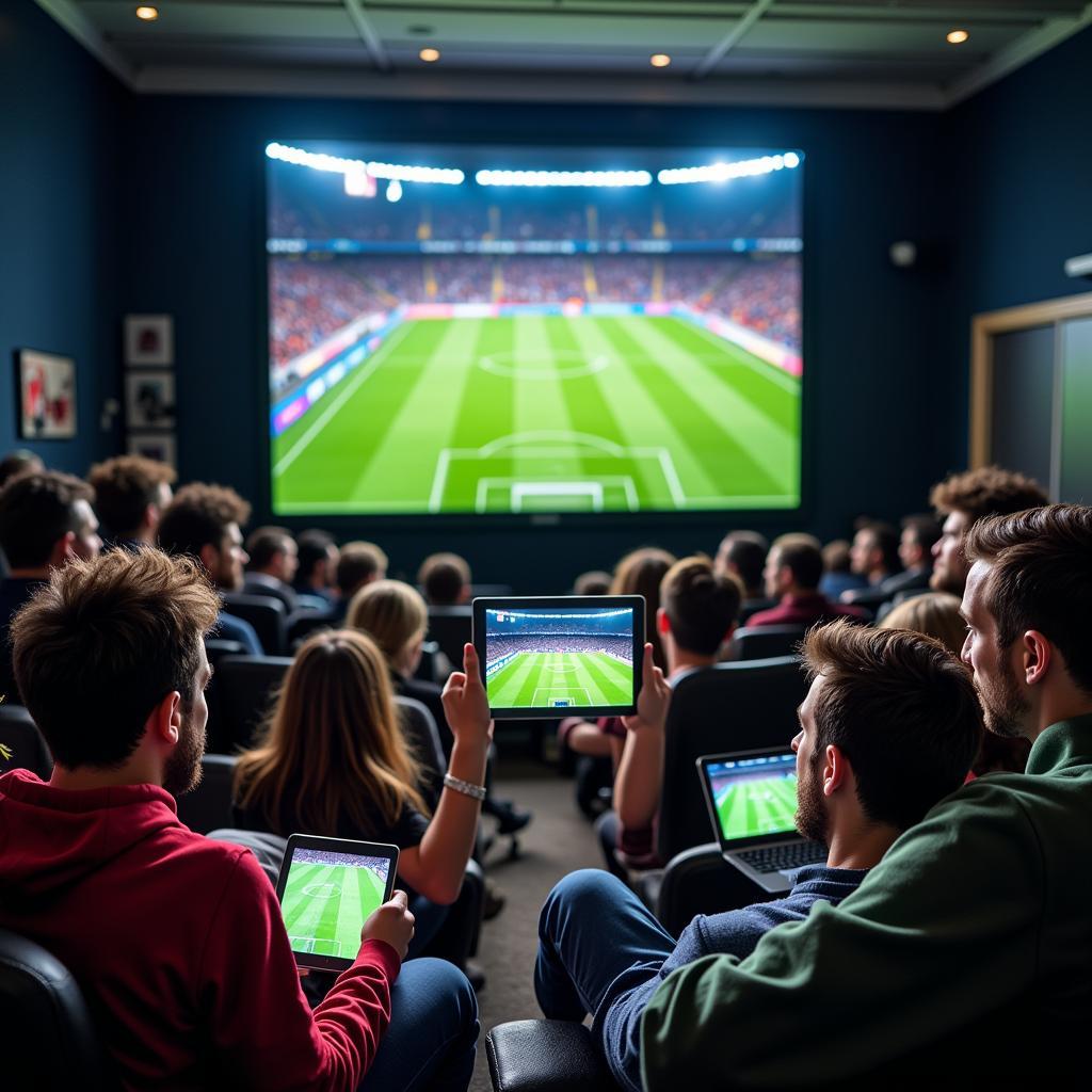 Fans Watching Football Live Stream on Their Devices