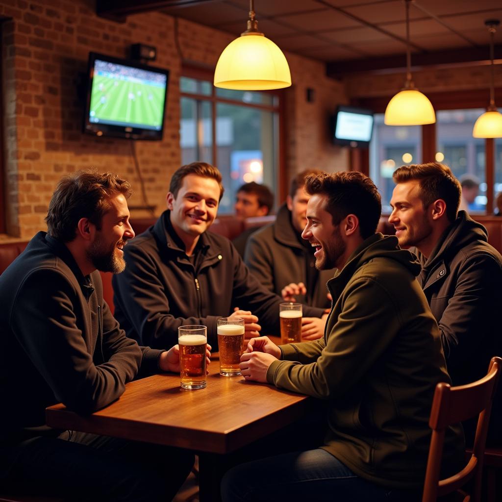 Fans Watching Free Live Football UK in Pub