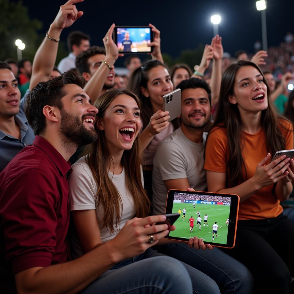 Fans enjoying Football World Cup Today Match Live Streaming on Mobile Devices