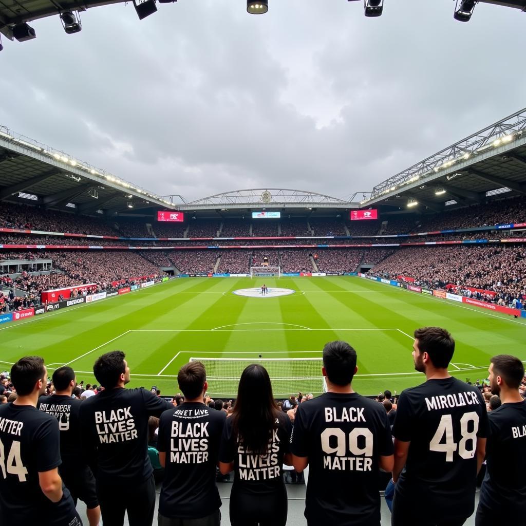 Fans Wearing Black Lives Matter Football Kits in Stadium