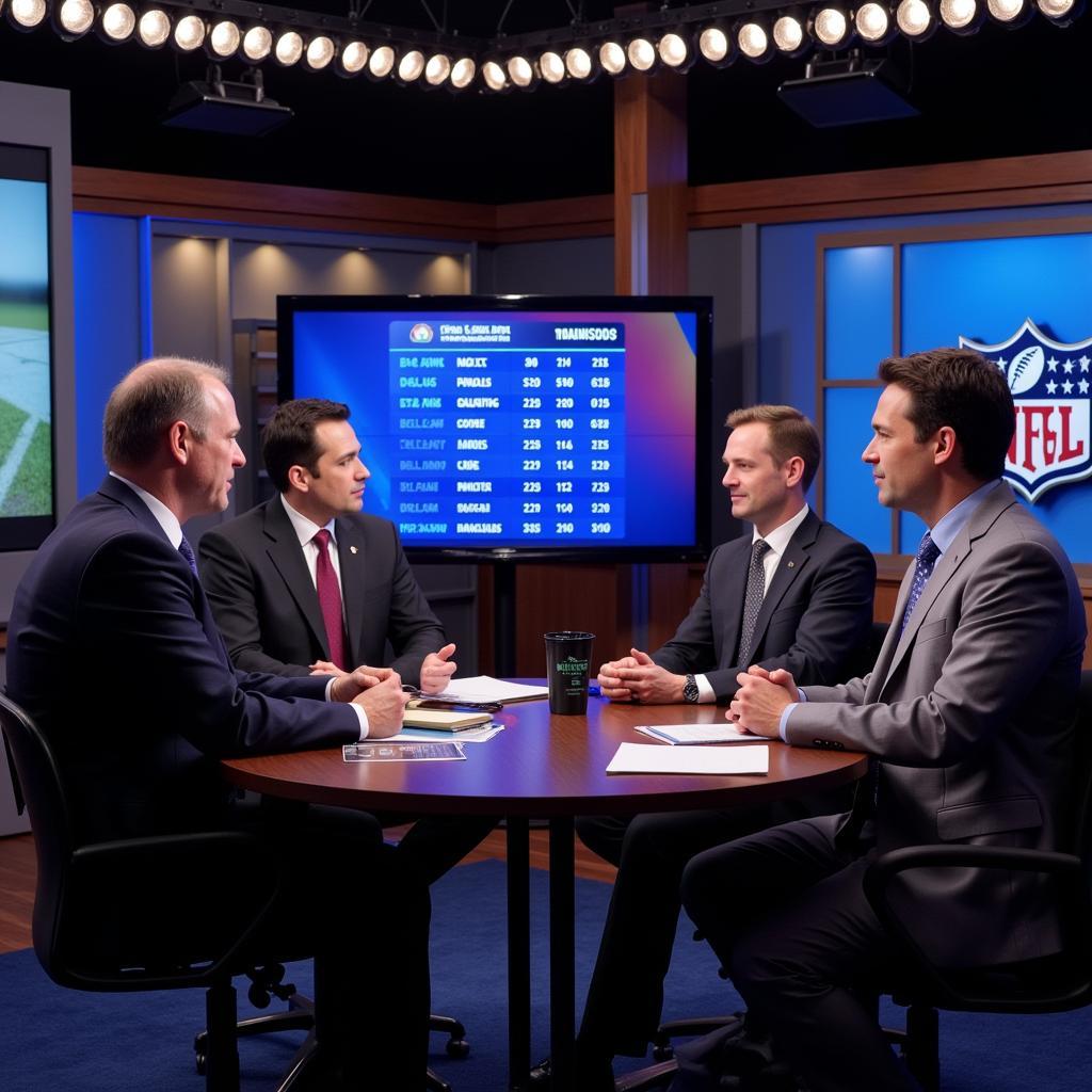 Experts Analyzing Player Stats on a Fantasy Football Live Show