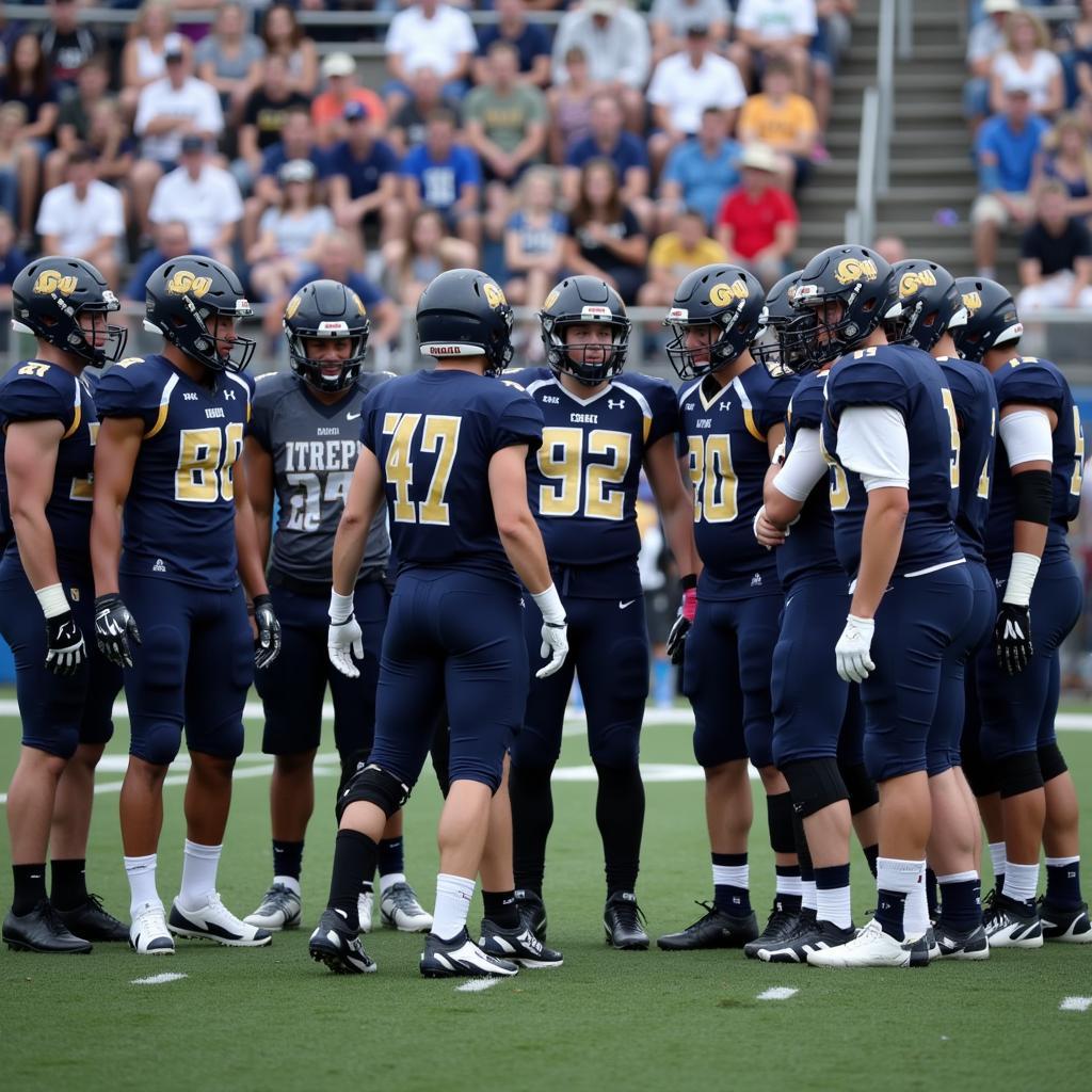 Farragut High School Football Team Huddle During a Timeout